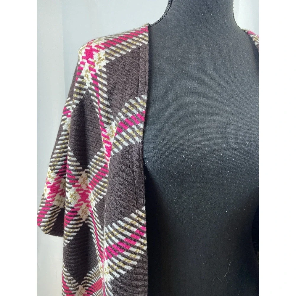 Loft Women's Size‎ XS Small Knit Plaid Wrap Shawl Fringe Detail